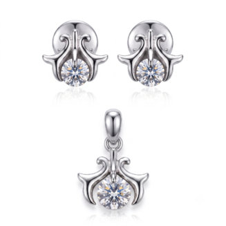 925 Sterling Silver CZ Pendant Set for Women | Elegant Designer Pendant with Matching Stud Earrings