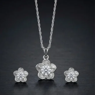Floral Crystal Pendant Set – Blossom Shine Set