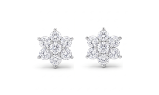 925 Sterling Silver Floral CZ Stud Earrings for Women